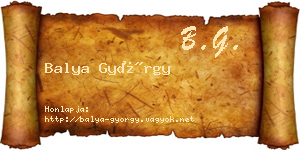 Balya György névjegykártya
